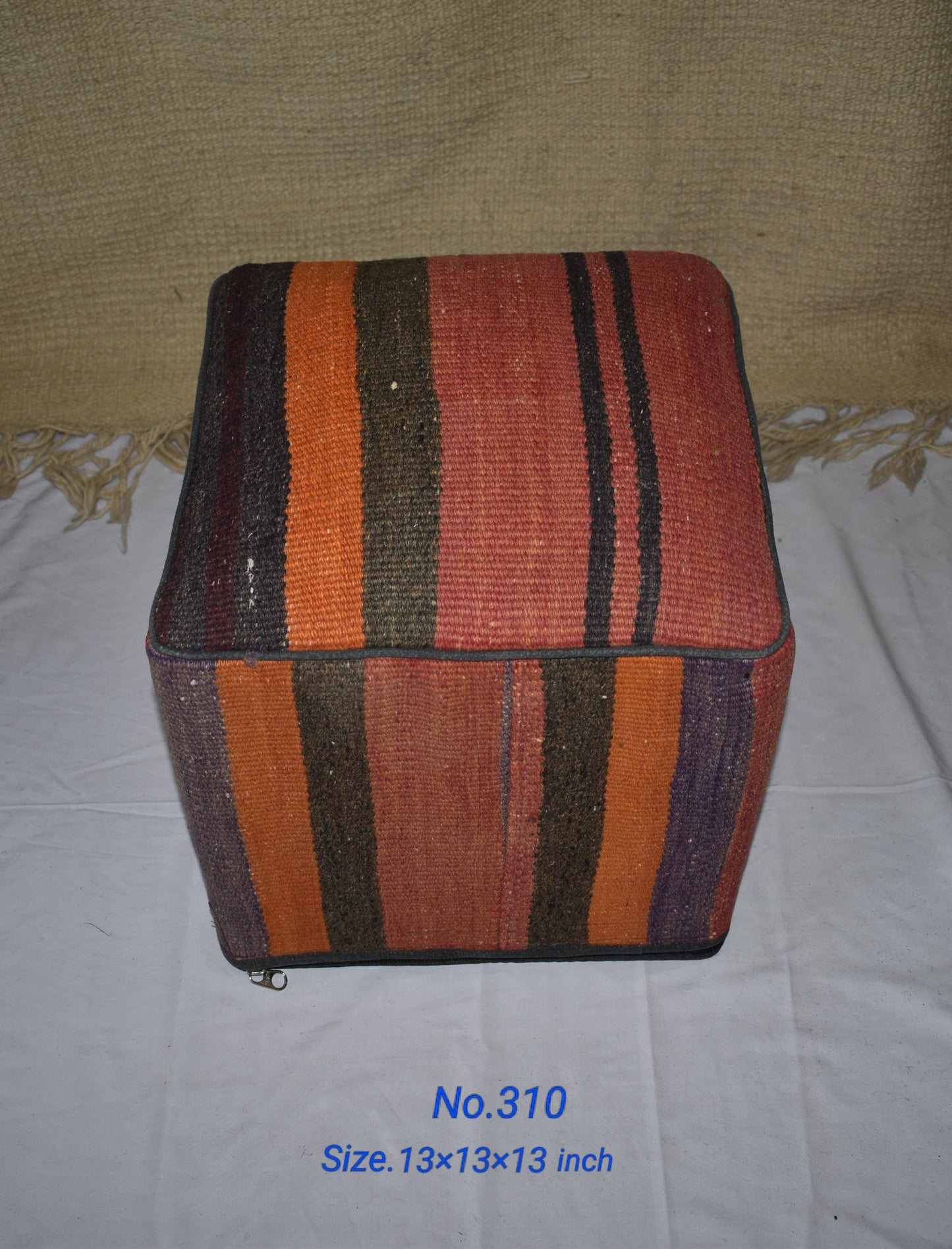 One of a Kind Kilim Rug Pouf Ottoman foot stool - #310