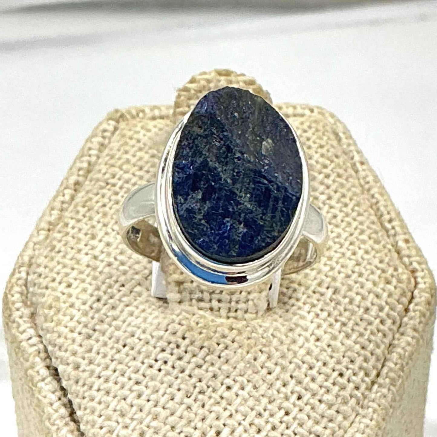 Sterling Silver Rough Oval Labradorite Ring - Size 6 - Intuition, Protection & Transformation