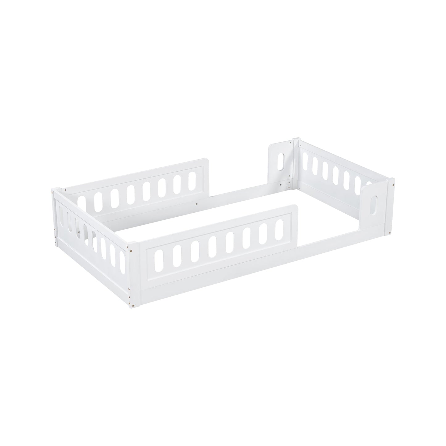 Wood Twin Size Platform Bed with Guardrail