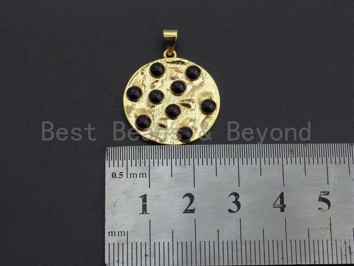 Colorful Enamel Round Particle On Gold Round Coin Pendant, 23x25mm,Sku#F1041C