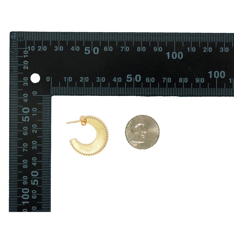 Gold Round Swirl Patten Earrings, Sku#LK809