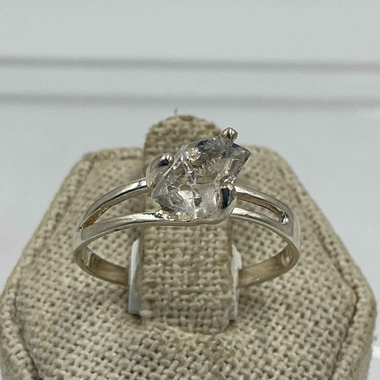 Sterling Silver Split Banded Herkimer Diamond Ring - Size 10 - Clarity, Intuition & Alignment