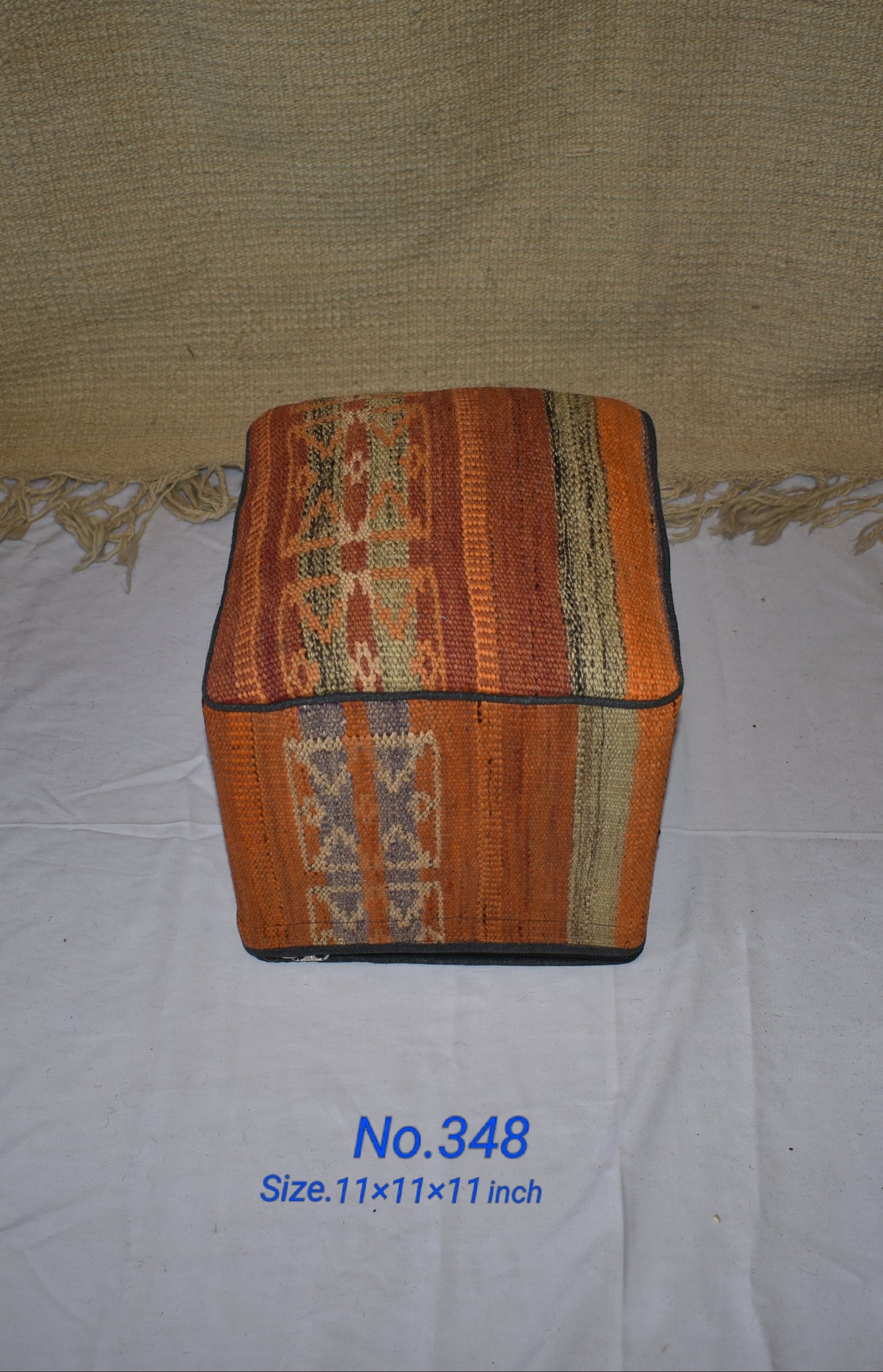 One of a Kind Kilim Rug Pouf Ottoman foot stool - #348