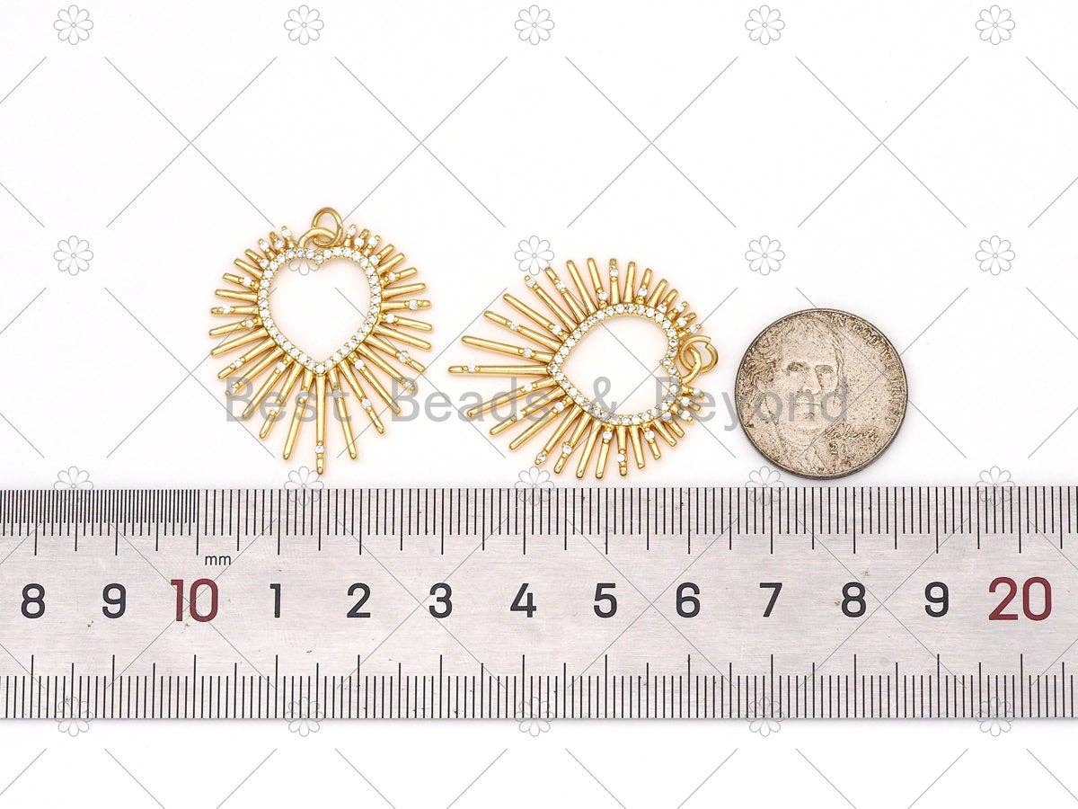 CZ Micro Pave Heart Shape Pendant,18K Gold Filled Heart Charm, Necklace Bracelet Charm Pendant,28x32mm,Sku#F1440