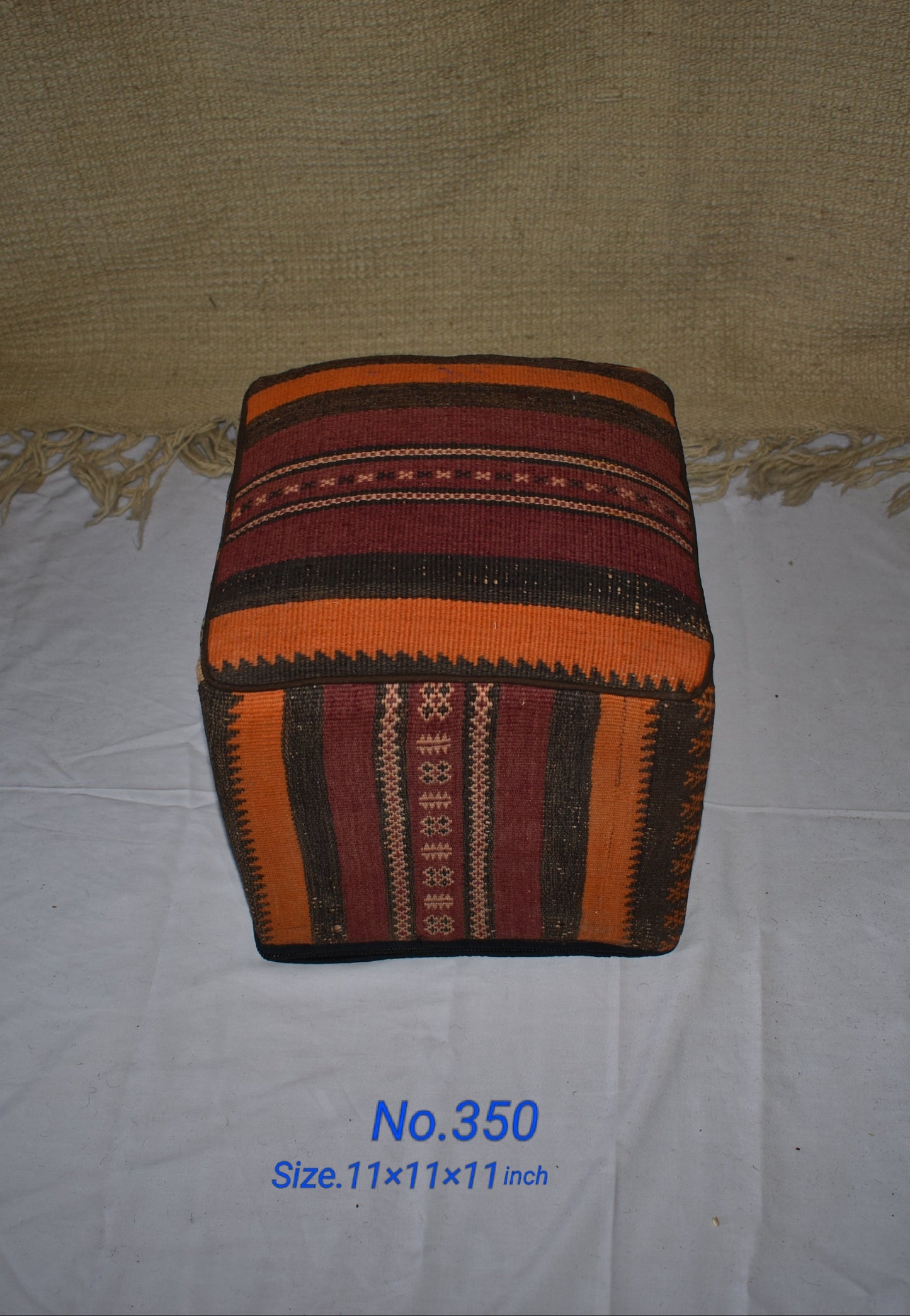 One of a Kind Kilim Rug Pouf Ottoman foot stool - #350