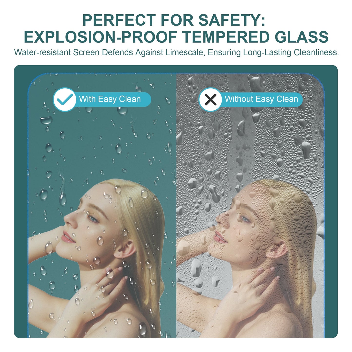 34"W x 72"H Frameless Shower Door with Tempered Glass