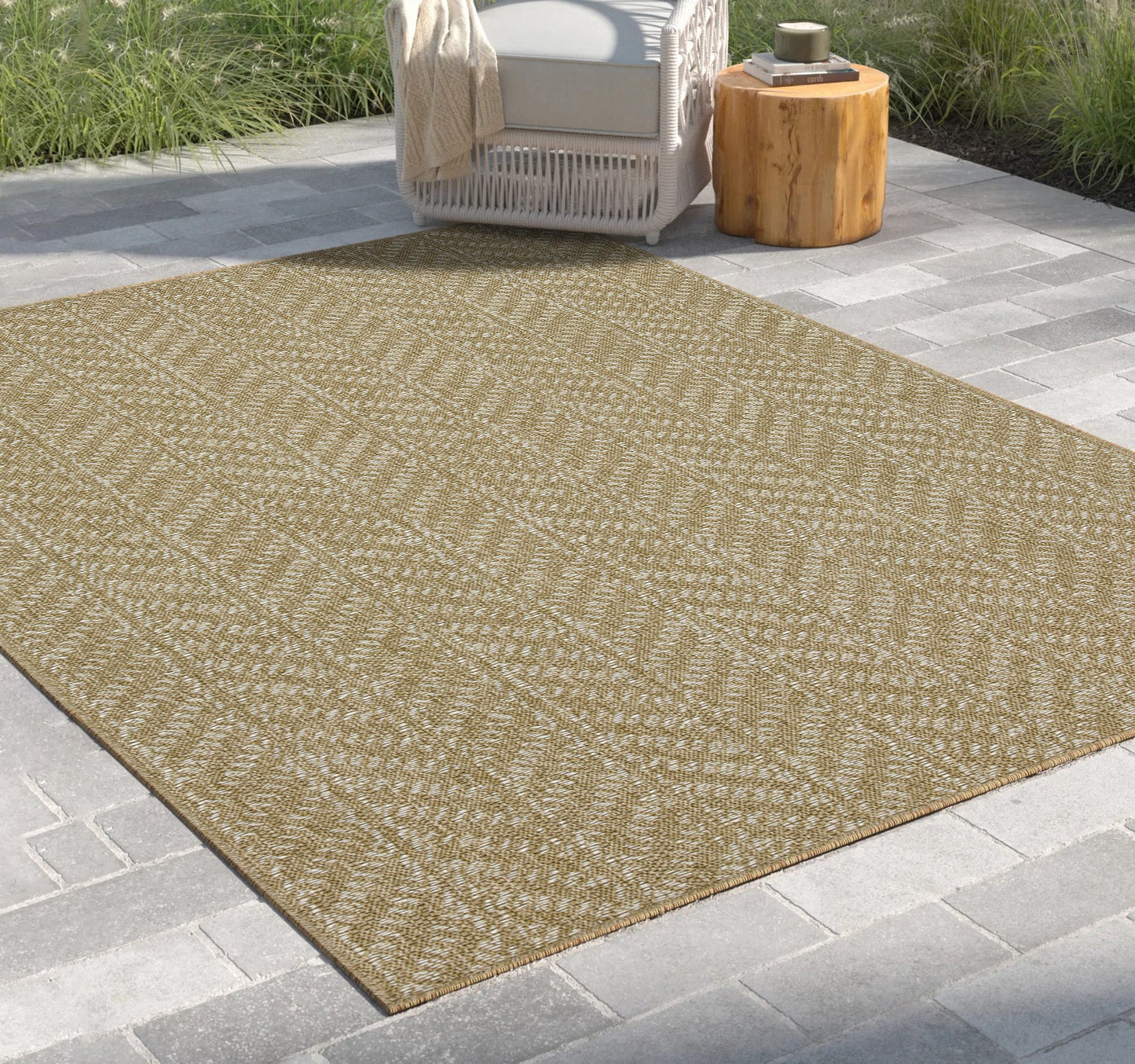 Earth GC_NTL1014 Jute/White Area Rug