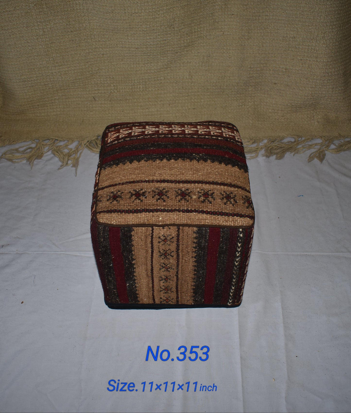 One of a Kind Kilim Rug Pouf Ottoman foot stool - #353
