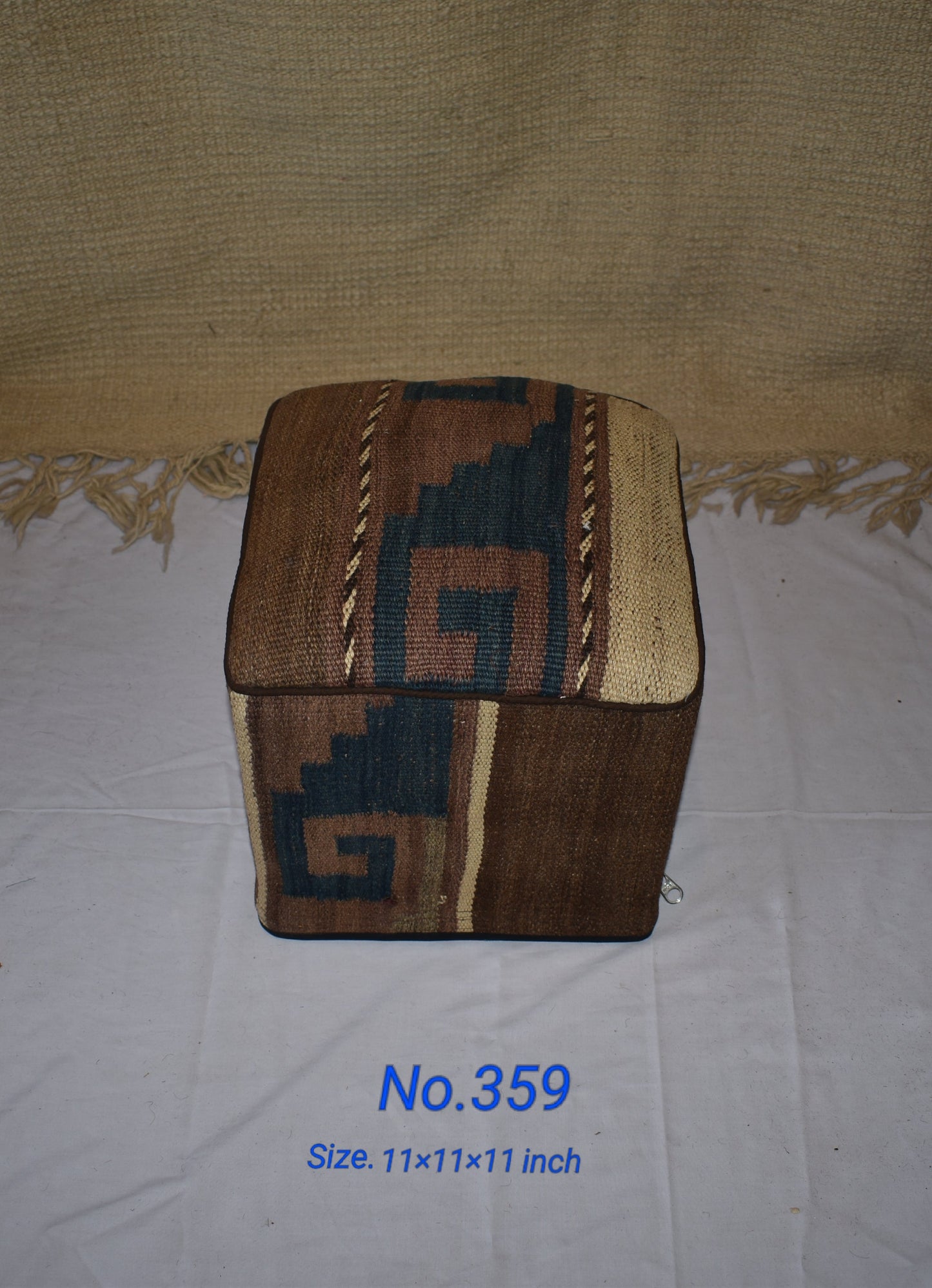 One of a Kind Kilim Rug Pouf Ottoman foot stool - #359