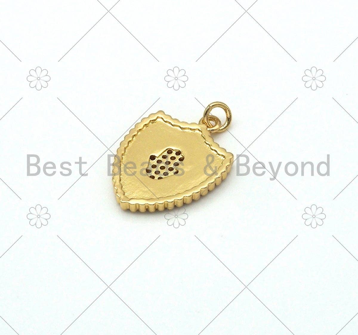Micro Pave CZ Hamsa Hand On Colorful Enamel Shield Shape Pendant, 18K Gold Filled Enamel CZ Pendant,Enamel Jewelry, 24x18mm,Sku#L589