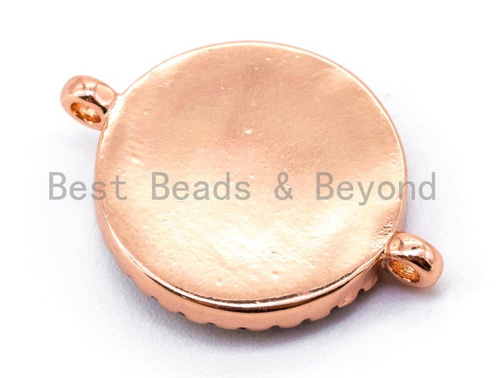 CZ Micro Pave Round Connector with Abalone Shell, pave finding/Cubic Zirconia CZ space connector, 13mm, 1pc, SKU#E298
