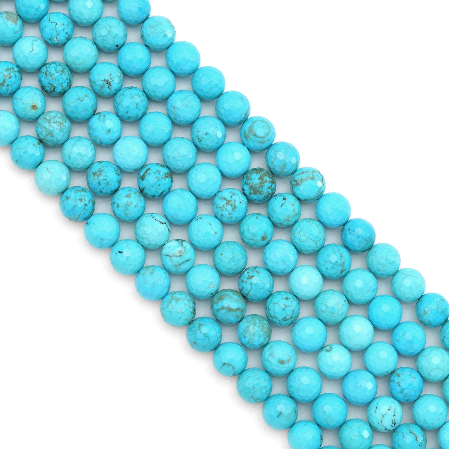 Blue Turquoise Round Faceted Beads, Sku#U2026