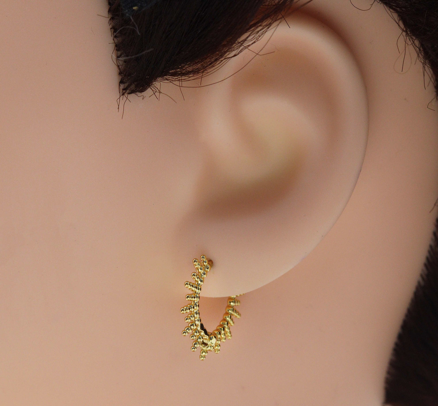 Gold Sunburst Hoop Earrings, Sku#LK706