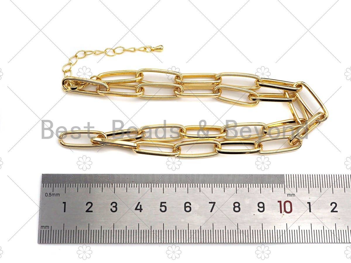 Gold Finish 18 Large Paperclip Link Necklace