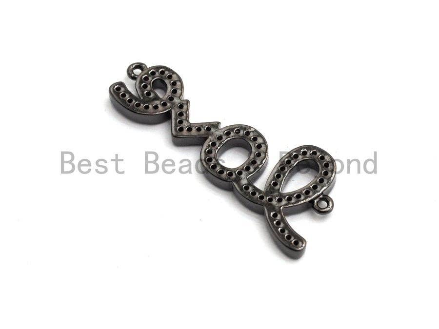 Rainbow CZ Micro Pave Love Letter Connector, Cubic Zirconia Love Pave Connector, Pave Connector, 12x34mm,sku# E420C
