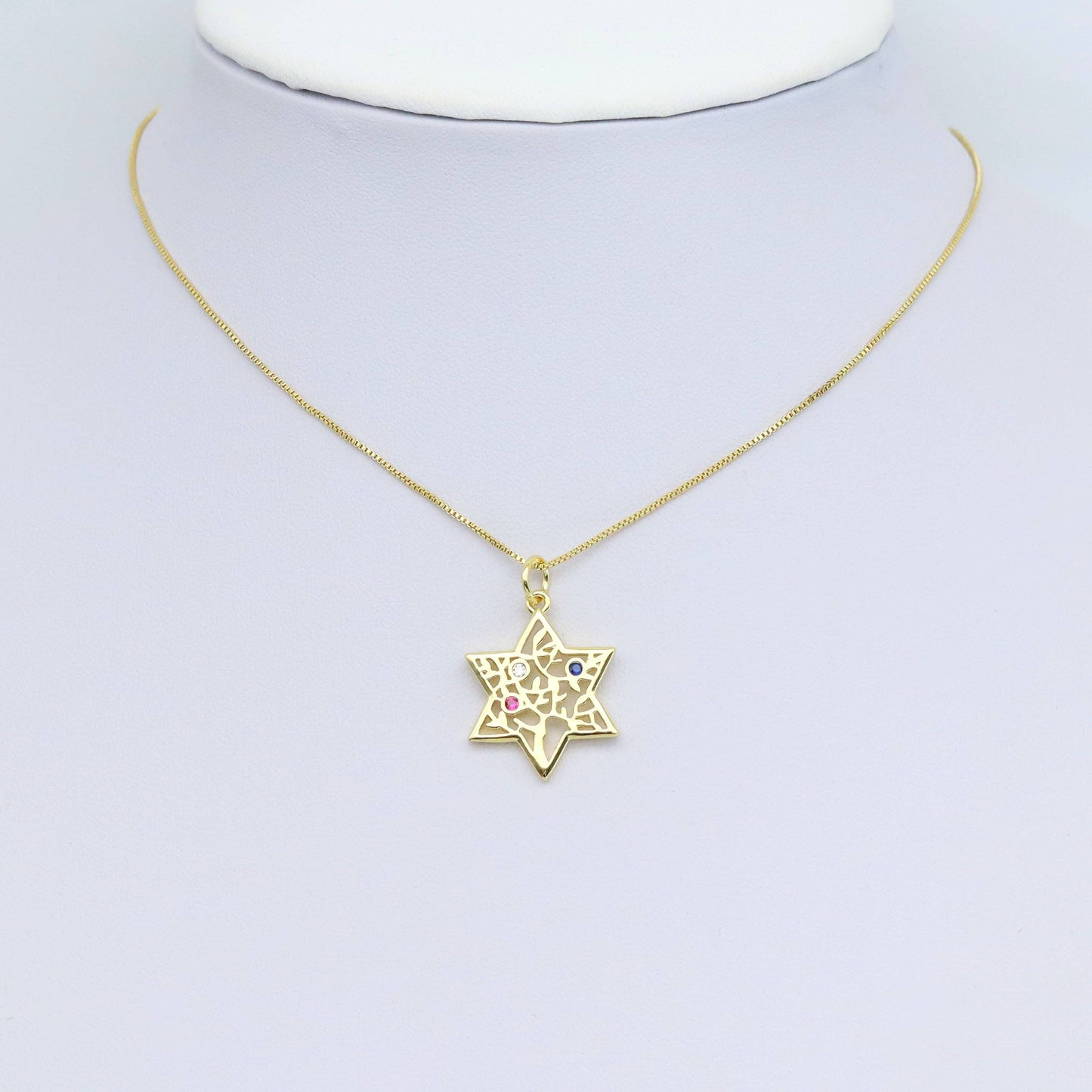 Colorful CZ Jewish Star of David Pendant, Sku#LX600