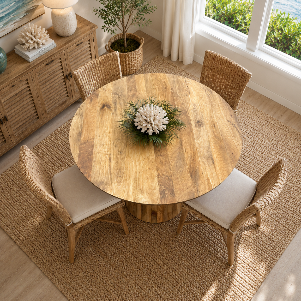 Mango Wood Dining Table (round)- 47 x 47 x 30 in