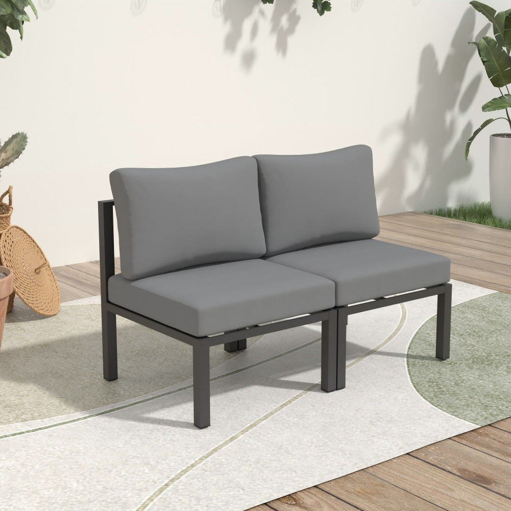 Ainfox 2Pcs Patio Sofa LoveSeat Aluminum sofa