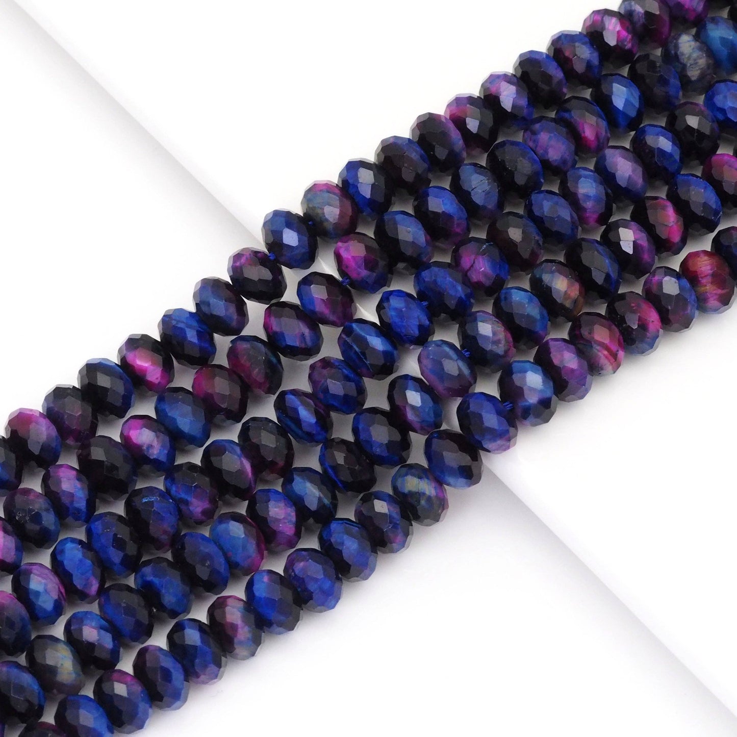 Galaxy Tiger Eye Rondelle Faceted Beads, Sku#UA311