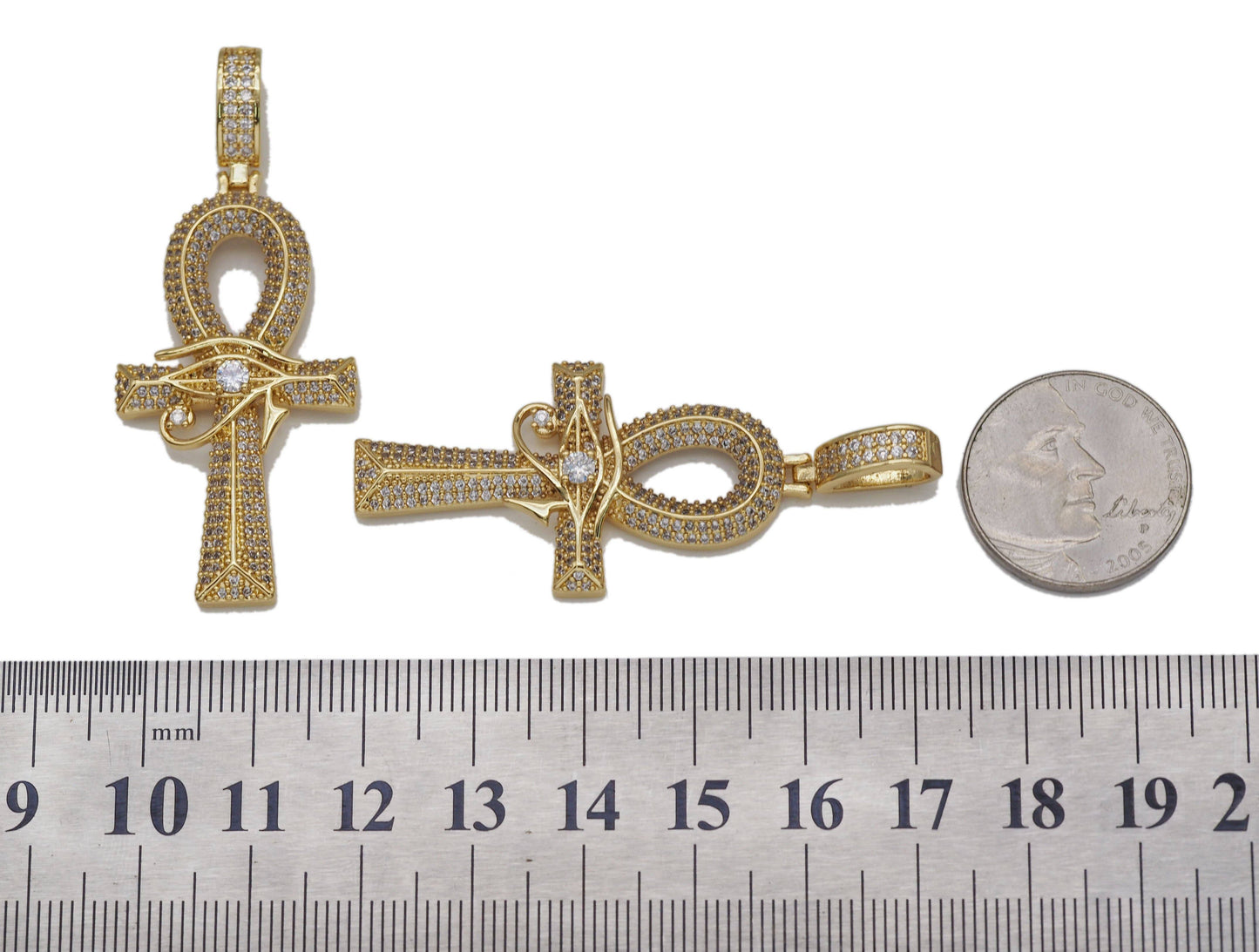 CZ Teardrop On Cross Shape Charm, Sku#LK618