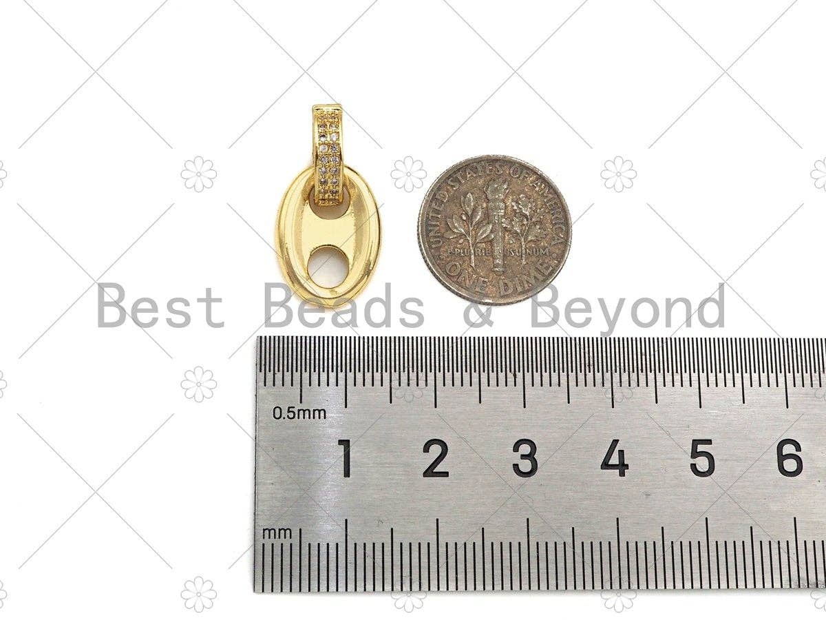 CZ Micro Pave Soda Tab Charm, Gold Silver Soda Pull-tab Earring Charm/Necklace Pendant, Micro Pave Soda Cap, 12x17mm, sku#LK220