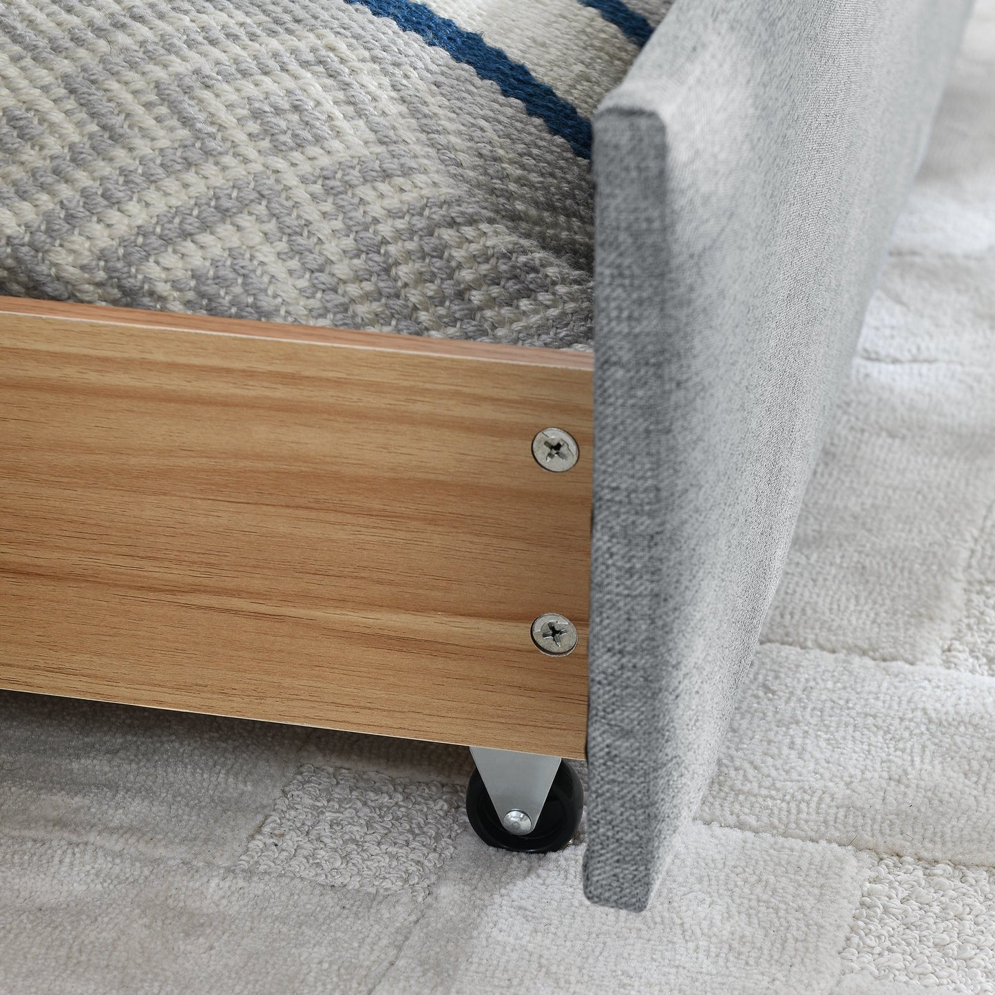 Queen Size Daybed with Two Drawers Trundle Upholstered Sofa Bed