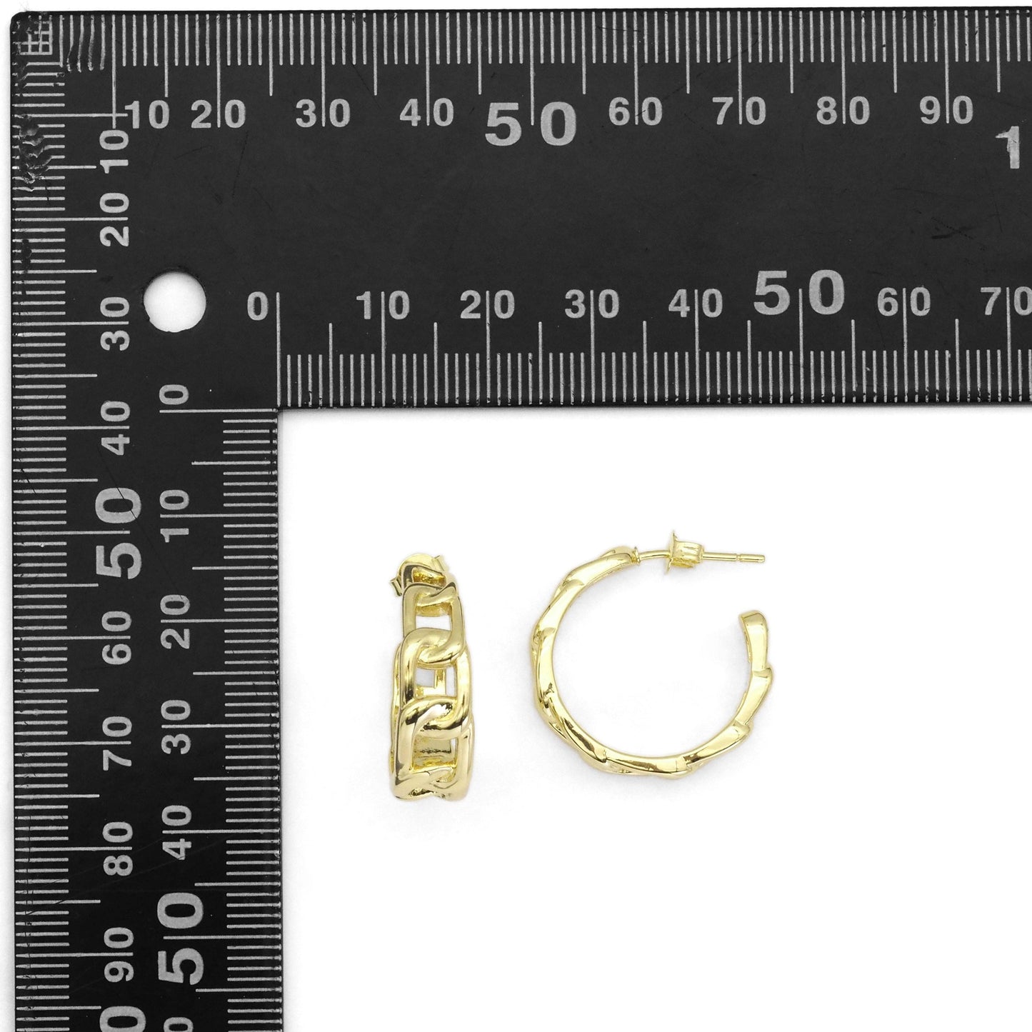 Gold Oval Link Chain Hoop Earrings, Sku#LK842