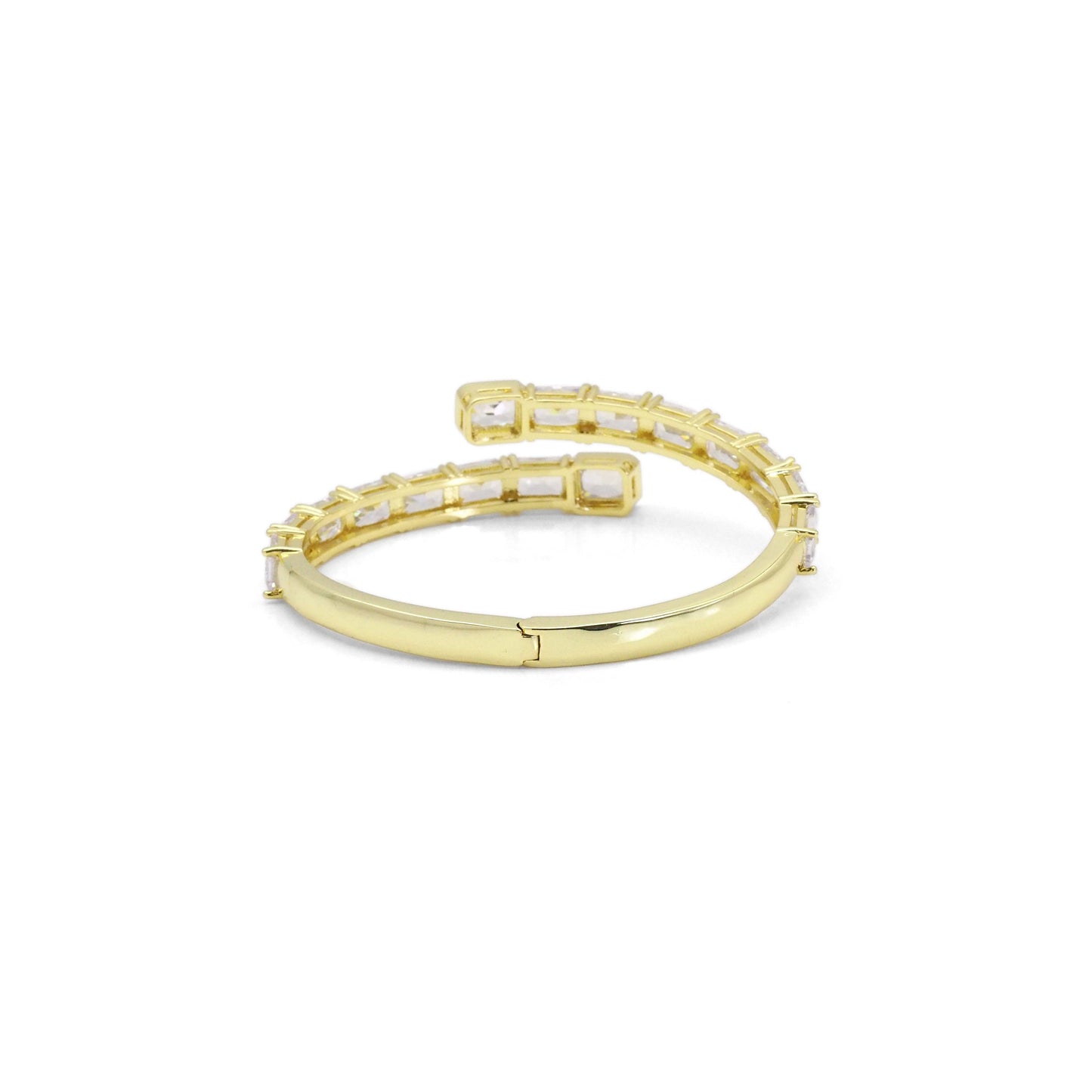 Gold Silver Baguette CZ Wrap Adjustable Bracelet, Sku#LX371