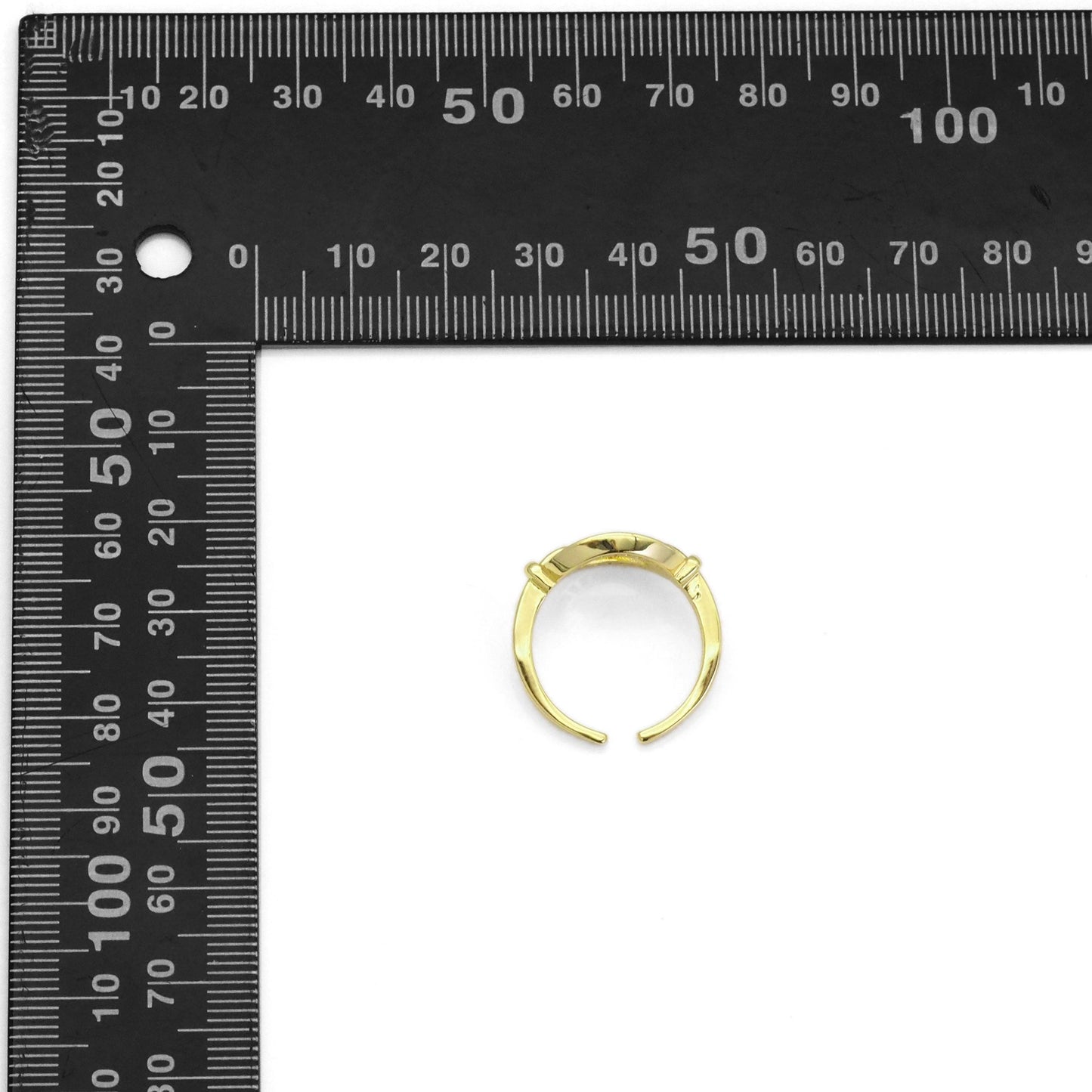 Gold Baguette CZ Oval Link Adjustable Ring, Sku#LX248