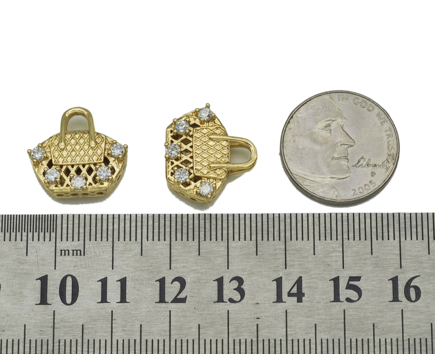 CZ Pave Fashion Bag Purse Charm, Sku#LK672