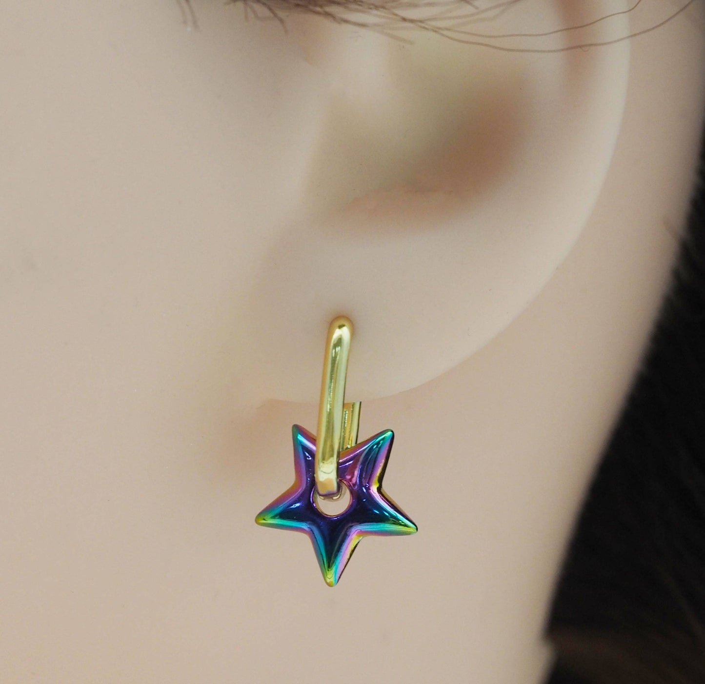 Rainbow Electric Star Donut Diamond shape Earrings, sku#J361