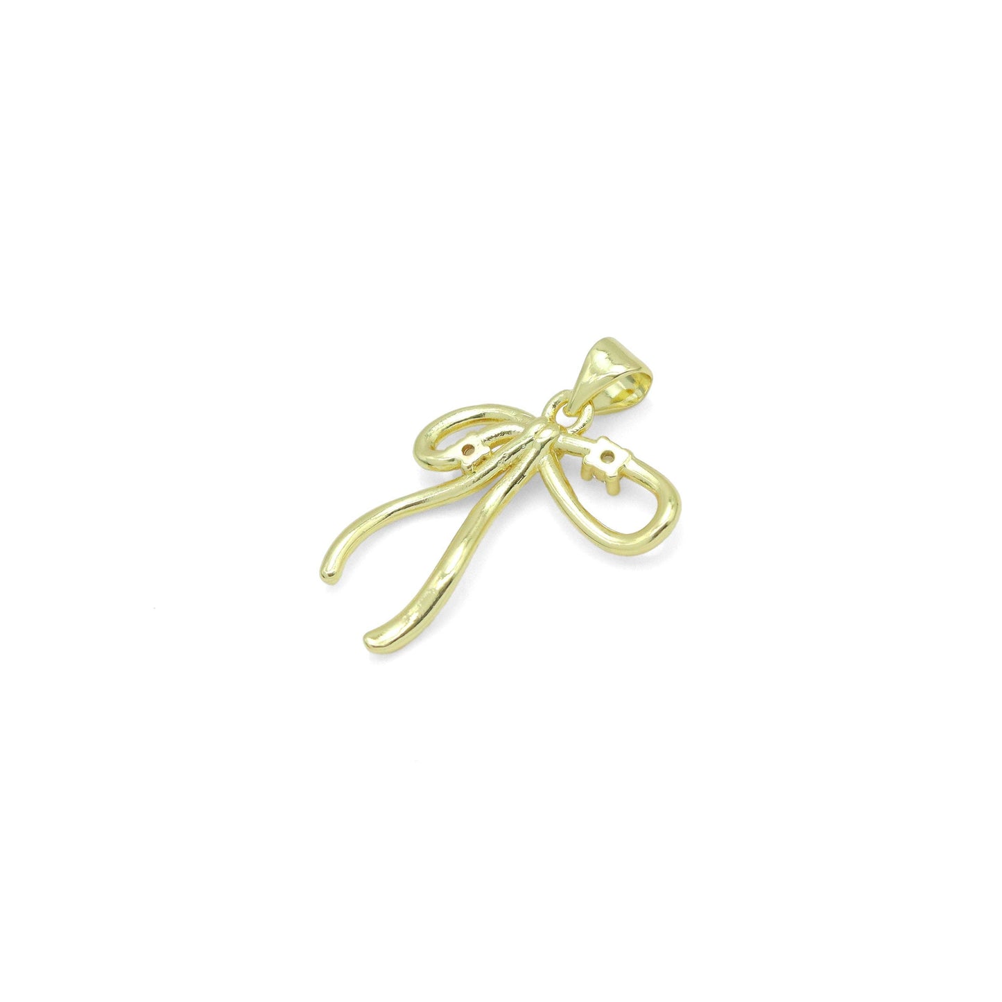 Clear CZ Gold Bowk not Charm Pendant, Sku#LK1021