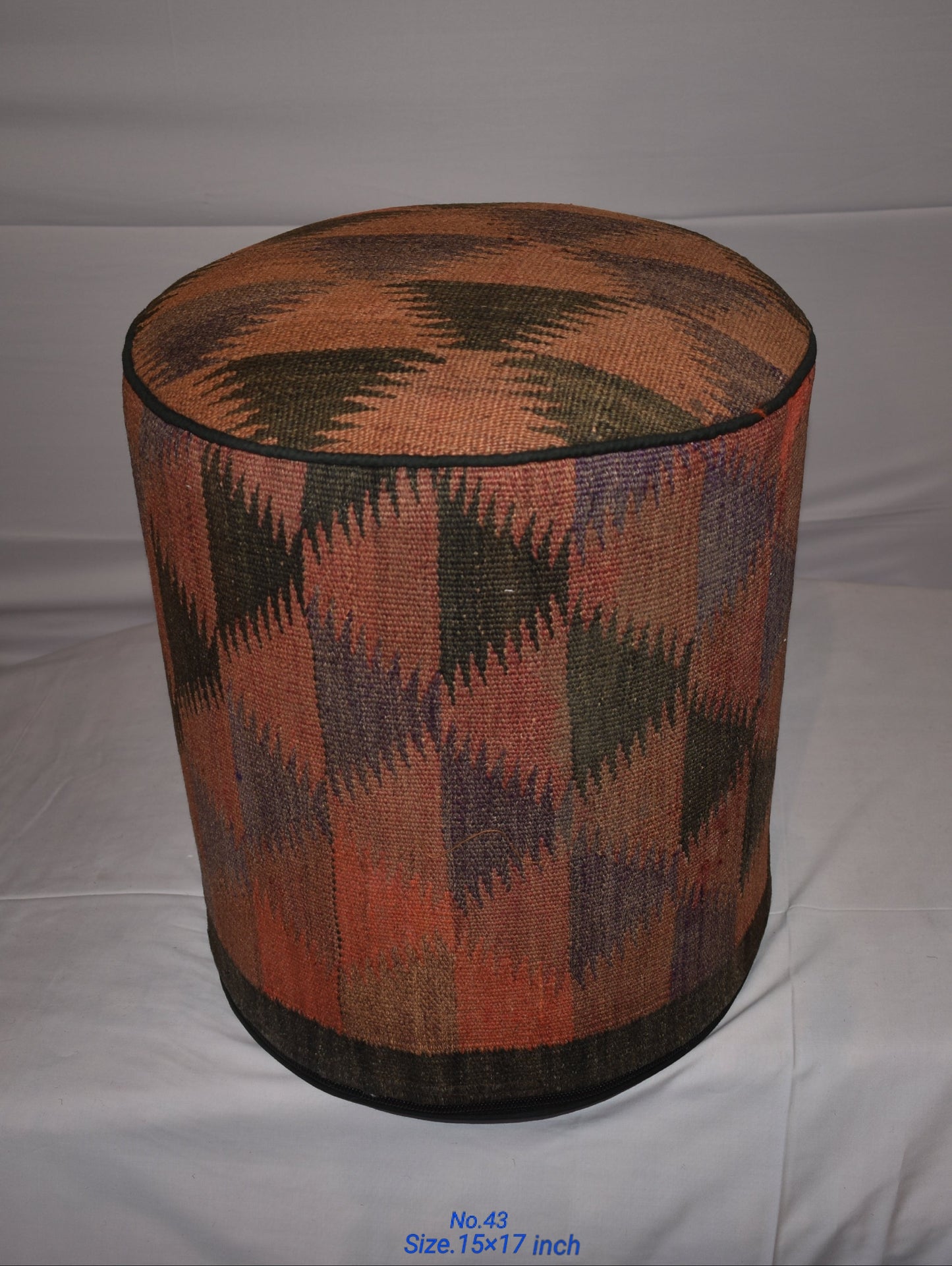 One of a Kind Kilim Rug Pouf Ottoman foot stool - #43