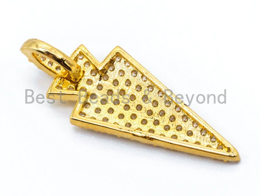 CZ Micro Pave Triangular Pendant with Diamond Bail,11x30mm,Cubic Zirconia Triangle Pave Charm,1PC/2PCS sku#B35