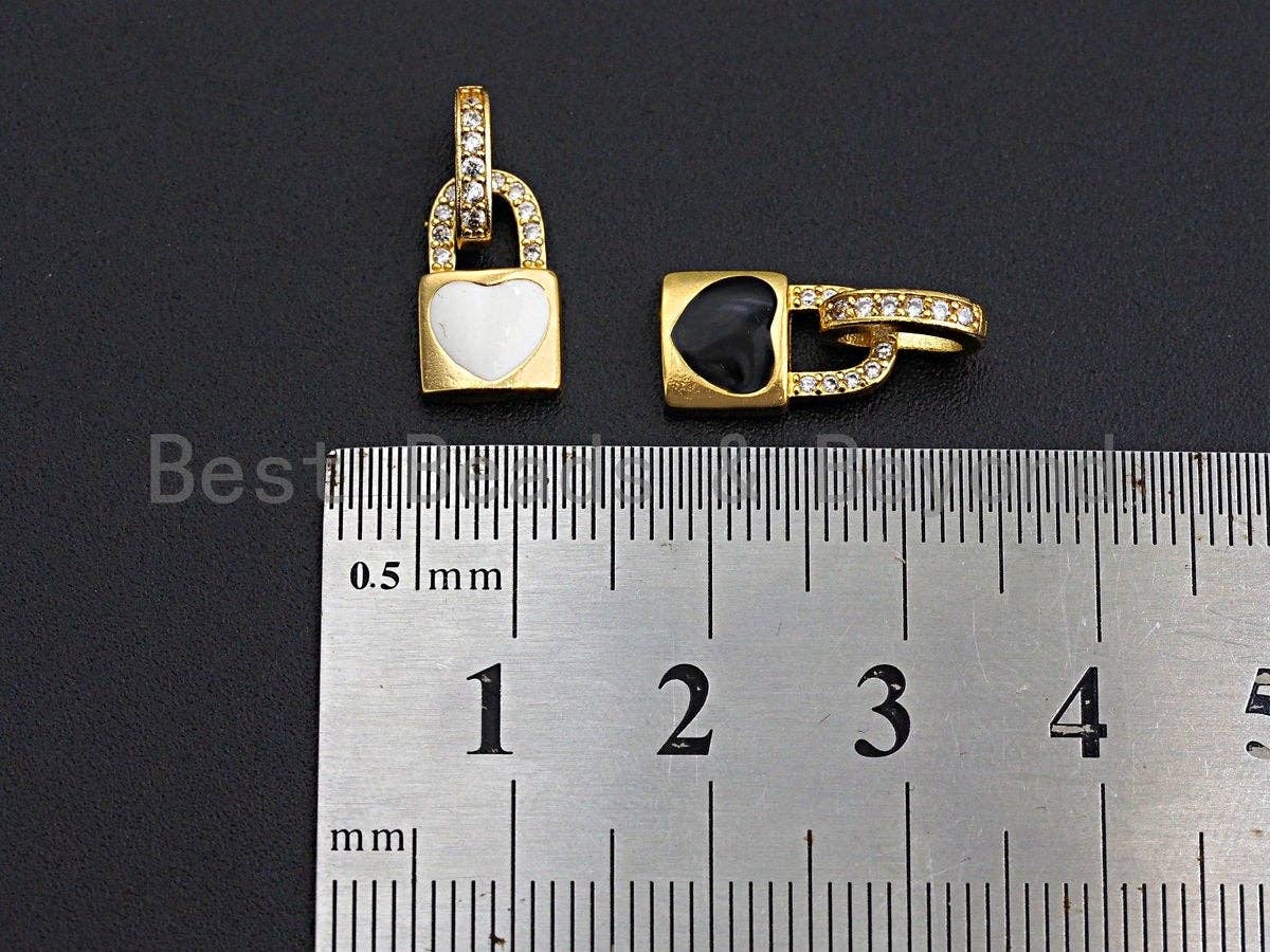 Enamel Colorful Heart On Lock Shape Pendant,CZ Micro Pave Oil Drop pendant,Enamel pendant,Enamel Jewelry,8x12mm,sku#Z645