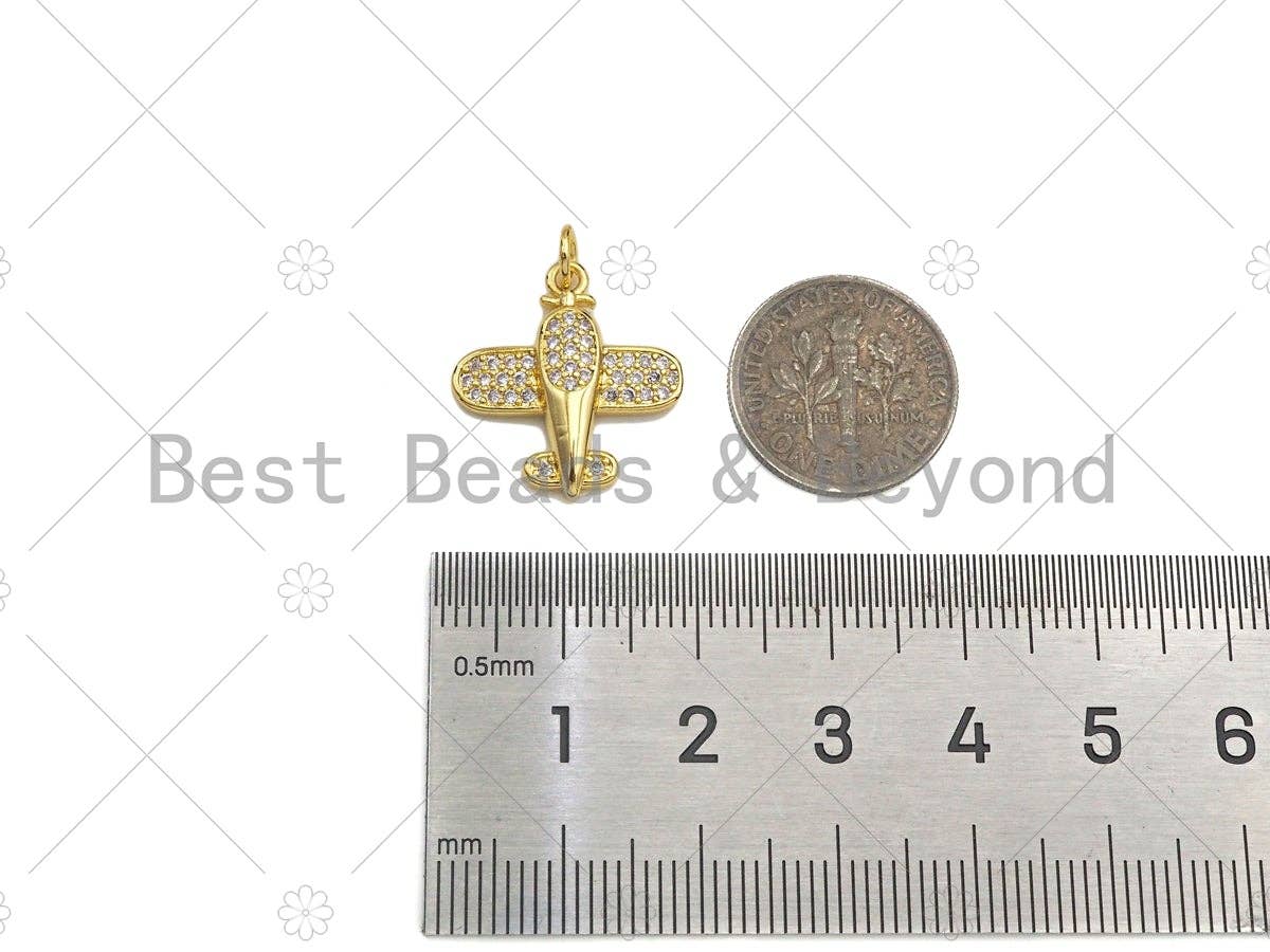 CZ Micro Pave Airplane Shape Pendant/Charm,Cubic Zirconia Charm, Necklace Bracelet Charm Pendant,18x19mm, Sku#LK256