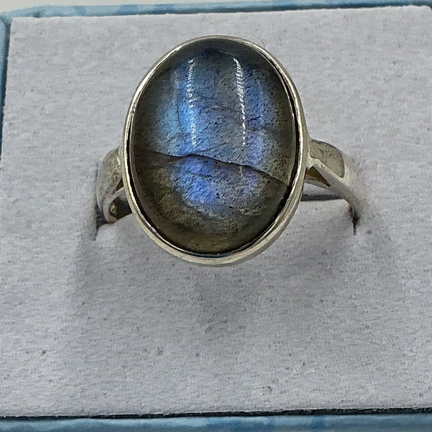 Sterling Silver Twilight Blue Labradorite Oval Ring - Size 9 - Magic and Protection