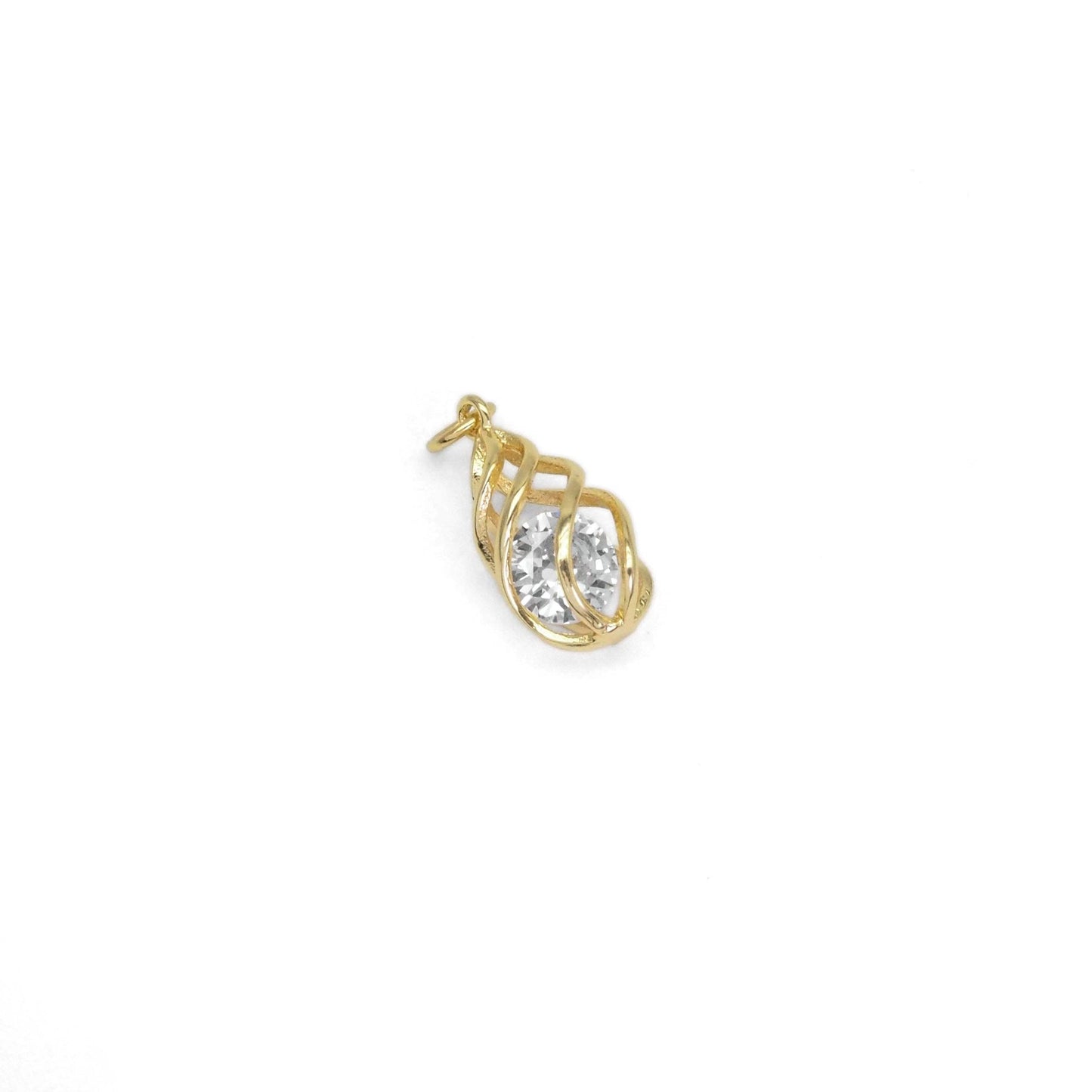 Swirled Teardrop Cage Pendant with Diamond inside, Sku#LX298