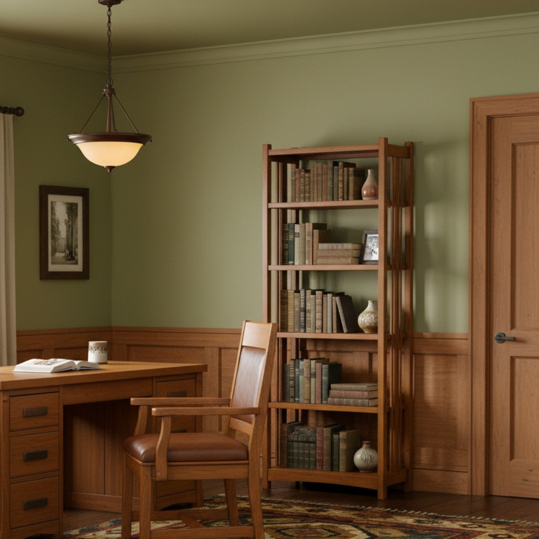 Mission Spindle Side 5 Shelf Bookcase - Michael's Cherry (MC1)