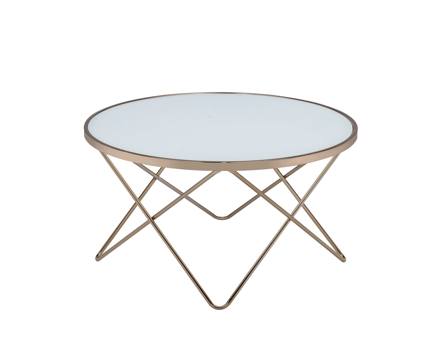 Valora Frosted Glass Top & Champagne Finish Coffee Table
