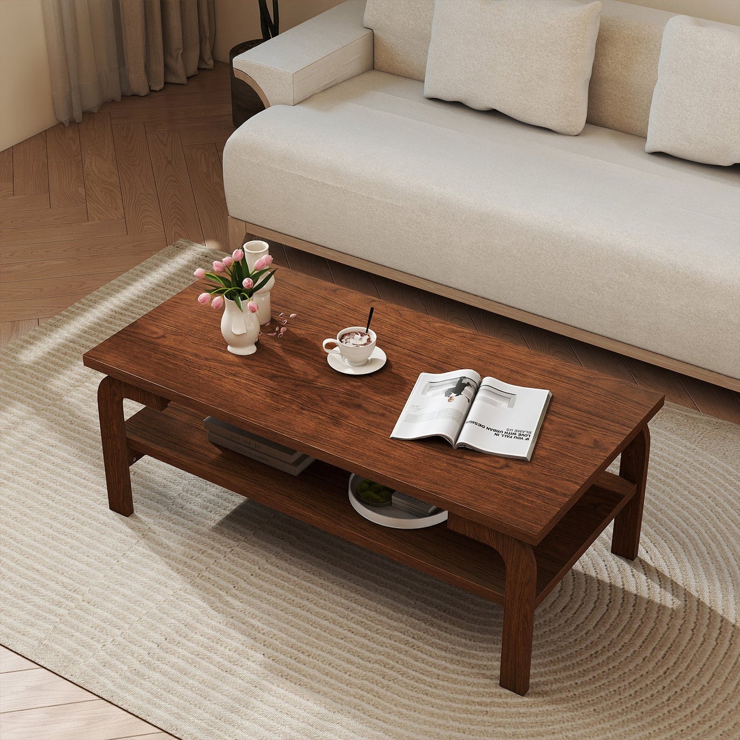 47 Inches Accent Rectangular Coffee Table for Living Room