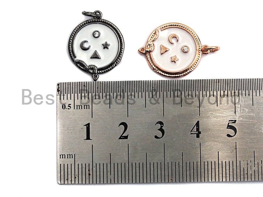 White Enamel Moon Star Arrow Snake Charms Pendant, Enamel Pendant,Round Enamel, Oil Drop jewelry Findings,16x20mm,sku#Z370
