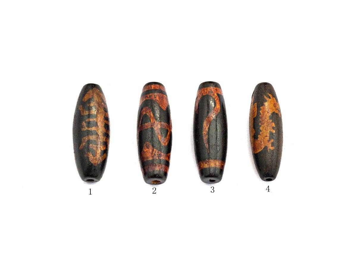 Natural Tibetan Agate Long Oval Shape Beads, Black Brown Dzi beads, Barrel Agate Beads, 10x30mm, sku#U562