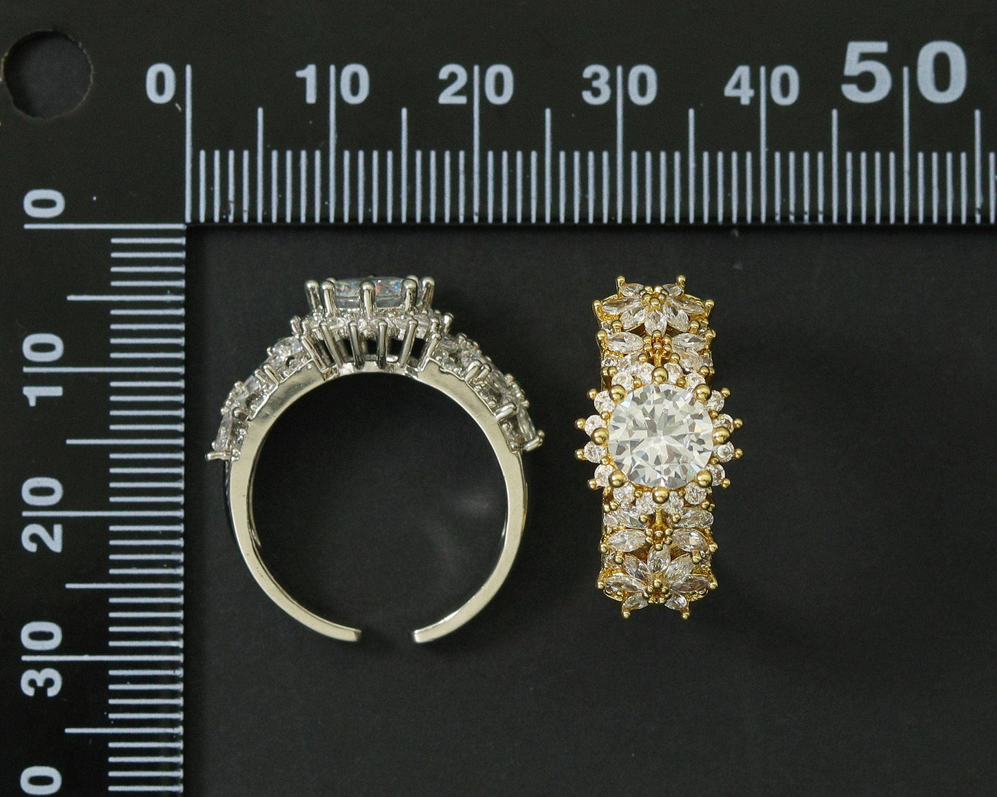 CZ Round Adjustable Ring, Sku#B170