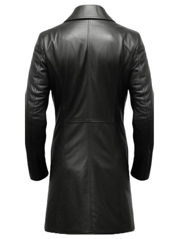 Men’s Black Long Leather Coat