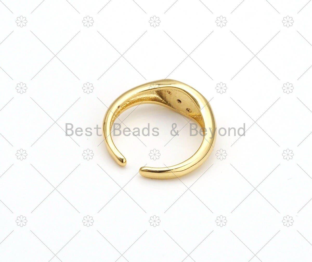 CZ Evil Eye on Enamel Oval Shape Adjustable Ring, Sku#Y543