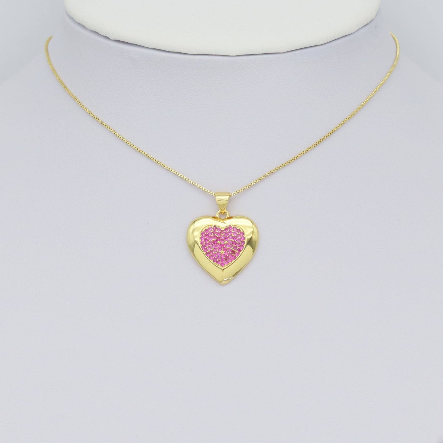 Gold Colorful CZ Heart Shape Charm, Sku#A165