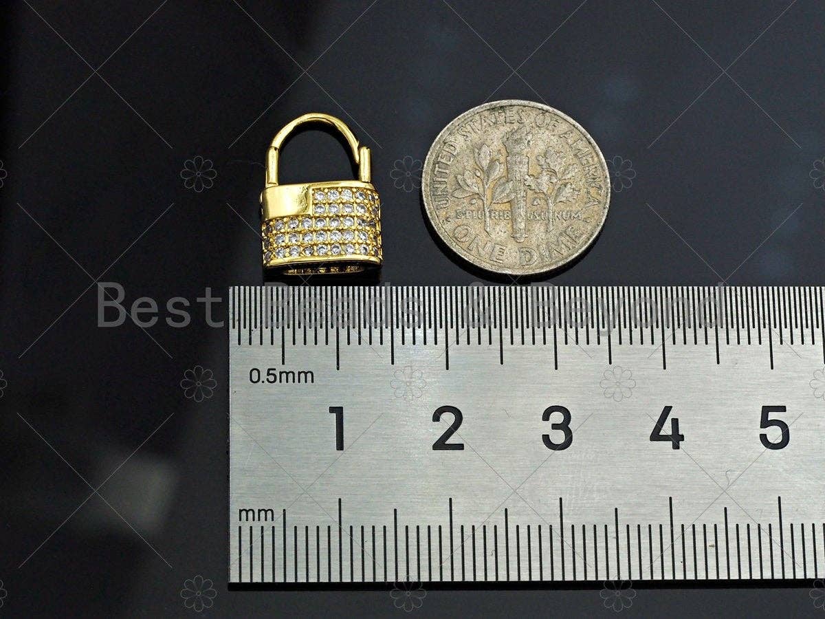 Dainty Gold Padlock Clasp Charms, Dainty Lock Charms, Padlock Clasp, Gold Charm, Gold Pendant, Padlock Necklace Charms, 11x16mm, Sku#LK121