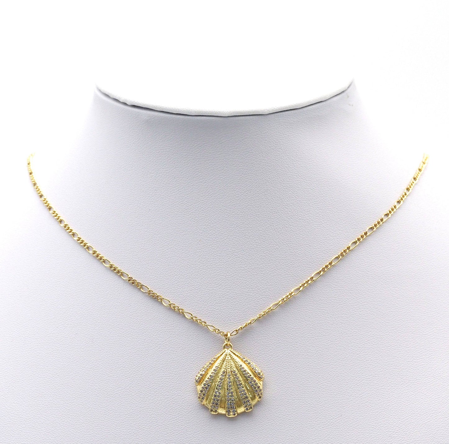CZ Pave Gold Sea Shell Shape Charm, Sku#LX119