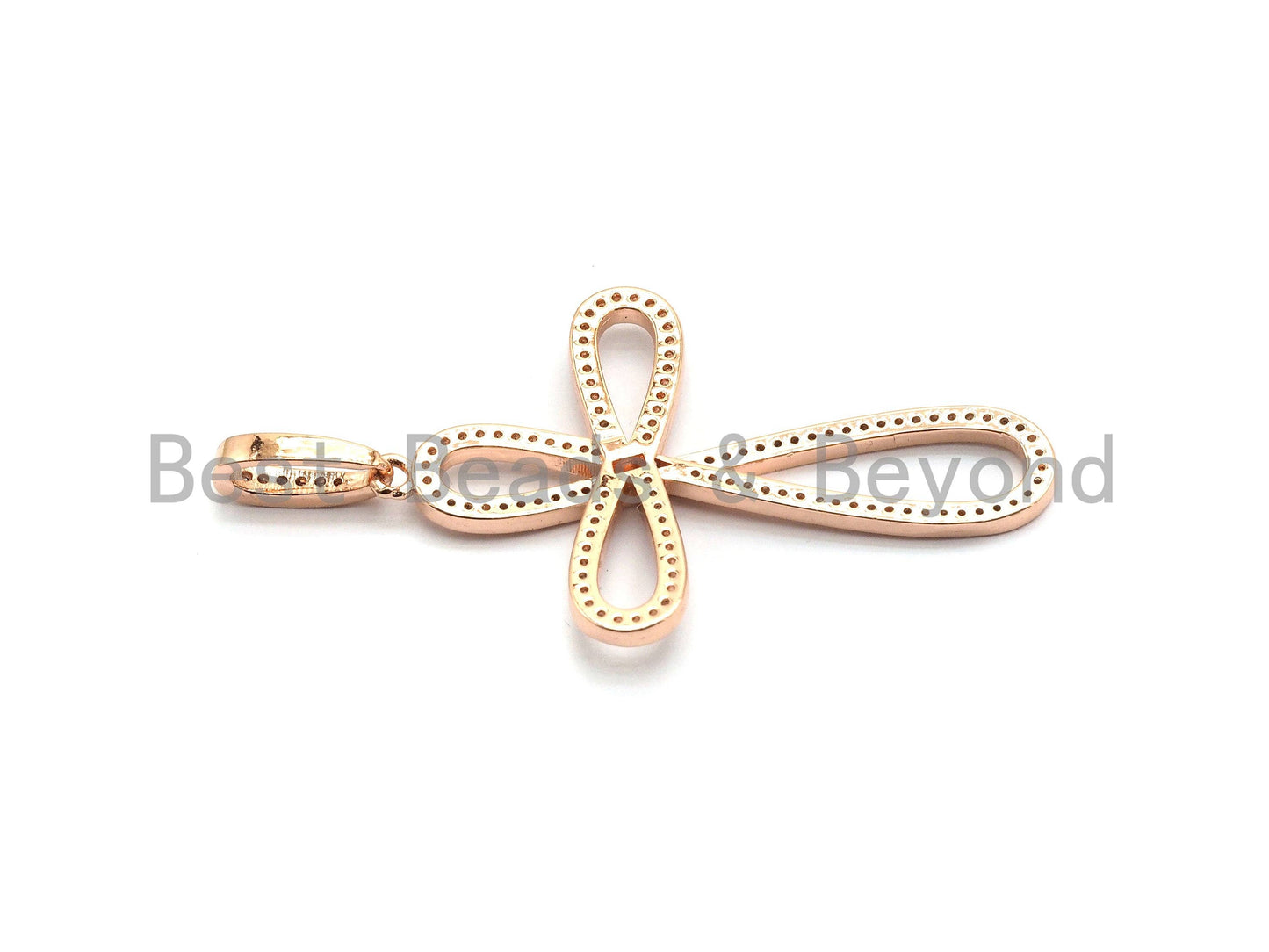 CZ Micro Pave Cross Flower Pendant/Charm, Cubic Zirconia Focal Cross Pendant, Necklace Bracelet Charm Pendant,30x47mm,sku#F694